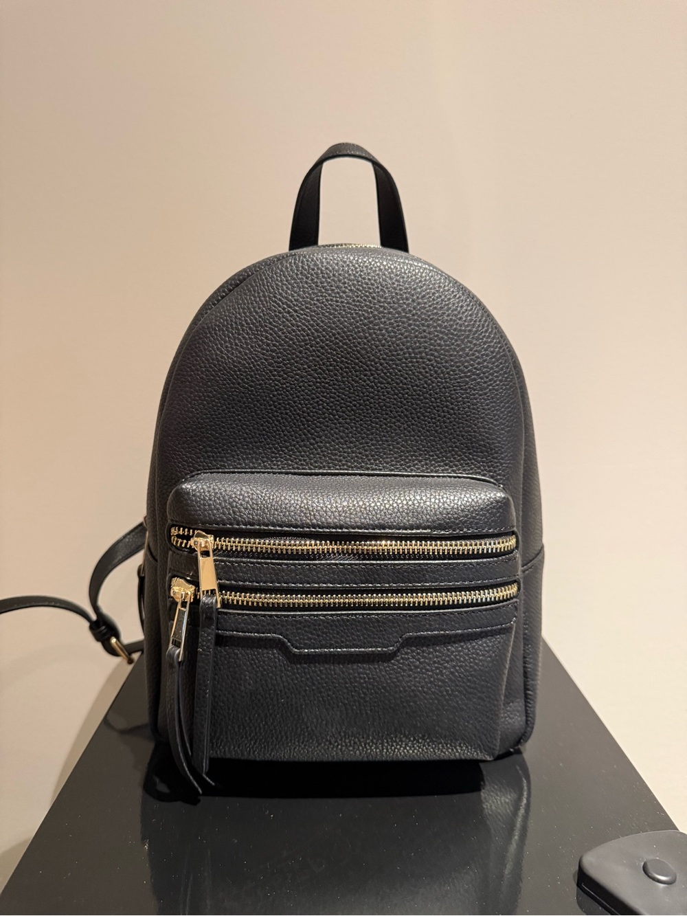 Call It Spring Black Vegan Leather Mini Backpack with Gold Hardware - Maygan